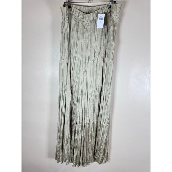 J. Jill Womens Size XL Mushroom Crinkle Wide Leg Pants Trousers Satin NWT $89 - Picture 3 of 9